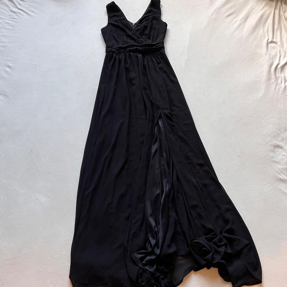Lulus Long Black Goth Prom Sheer layered maxi flowy pretty whimsigoth